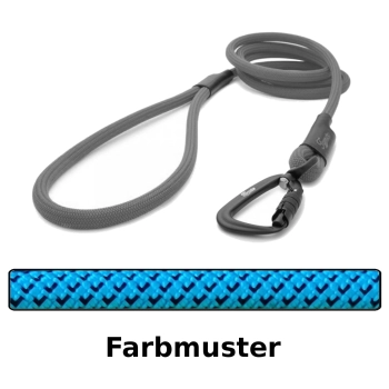 klassische Hundeleine TWIST - M - 145cm - blau mit schwarzen Haken